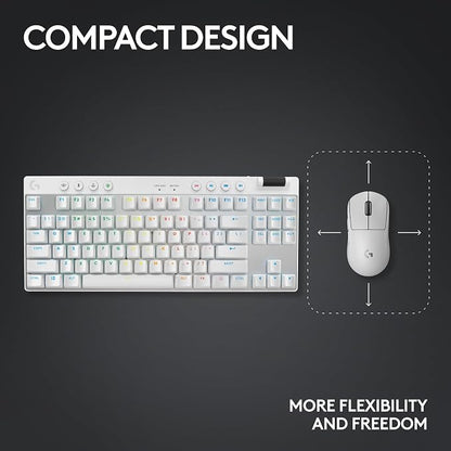 Logitech G PRO X TKL Lightspeed Wireless Gaming Keyboard (Tactile) - White | Lightspeed wireless, Ultra-Portable Tenkeyless Design, LIGHTSYNC RGB, PBT keycaps, Tactile Switches