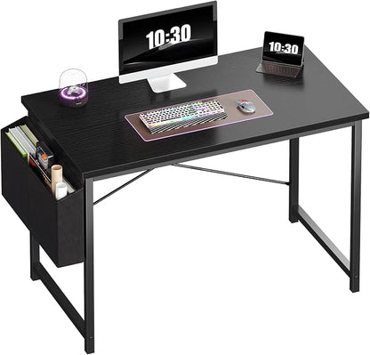 OLIXIS Computer Desk, 44 Inch Gaming Desks for Home Office Small Spaces | Writing Study Craft Work Table, Computer Workstation for Bedroom with Storage Bag, Black