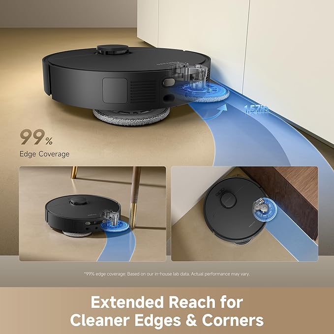 dreame D30 Ultra Robot Vacuum and Mop, All-in-One Base Station | 25,000Pa Powerful Suction, 100-Days Auto-Empty, MopExtend Tech for Edge Cleaning, Smart Obstacle Avoidance, Black