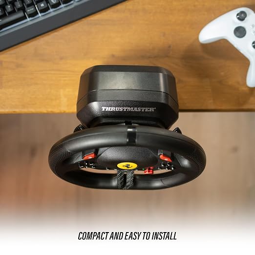 Thrustmaster T98 X Ferrari Licensed Racing Wheel & Pedal Set - XBOX & PC | 240-degree rotation, bungee-cord resistance, paddle shifters, 3 driving modes, Hall-Effect sensors, tool-free desk clamp