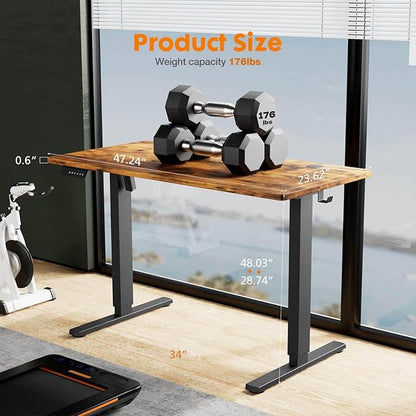 NicBex Home Office Desk 47'' x 23" Electric Height Adjustable Standing Desk Computer Desk Office Desk, Sit to Stand Ergonomic Computer Desk Adjustable Desk, Brown