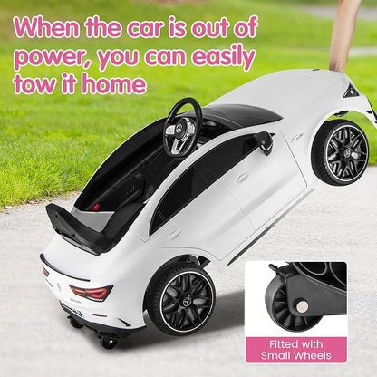 Costzon Ride on Car, 12V Licensed Mercedes-Benz Kids’ Electric Vehicles with Parent Remote, Rocking Function, Music & Horn, LED Headlights & Soft Start, Battery Powered Kids Car Toy for Ages 3+(White)