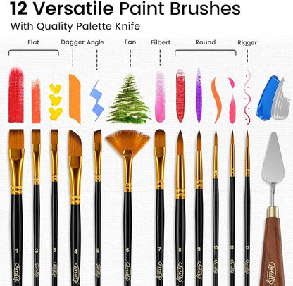 ARTALLY Acrylic Paint Set for Adults & Kids, 67 Pcs Canvas Painting Kits, 32 Colors Acrylic Paint (22ML),Table Easel,Brushes,Canvas, Art Painting Supplies Kit for Students,Artists,Beginners