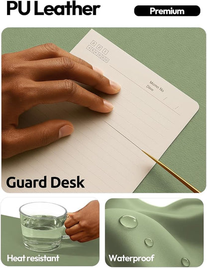 YSAGi Leather Desk Protector, Office Mat, Large Mouse Mat, Non-Slip PU Leather Blotter, Laptop Desk Mat, Waterproof Writing Pad for Office and Home(Bamboo Green, 63" x 24")