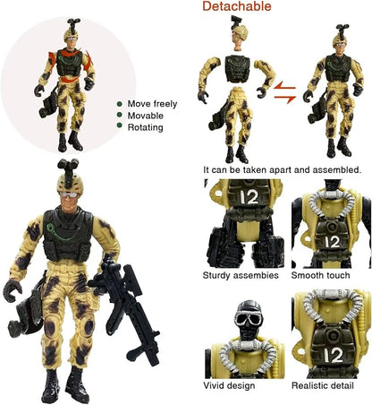 Army Men Action Figure, Soldiers Toy for Boys Age 4-7, 6 Pcs Special Force Action Figure with Weapons Military Soldier Playset Army Toy Set for Boys 3+