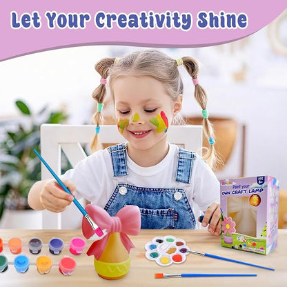 ASIOWELY Paint Your Own Ribbon Bow Lamp Kits,Arts and Crafts Supplies for Kids Toys Ages 4-6-8-12,DIY Art Night Light Painting for Girls Ages 5-10,Birthday Gifts for 3-12+ Year Old Toddler Teens Adult