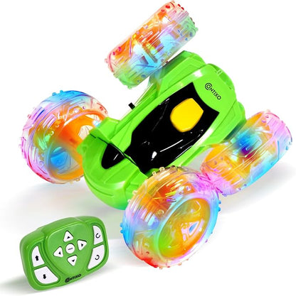 Contixo SC3 RC Stunt Car for Kids, Green, 2.4GHz 4WD Remote Control Car with 360° Rotating Flips, Double-Sided Driving, LED Lights, Rechargeable Toy Car for Girls & Boys Ages 4-12