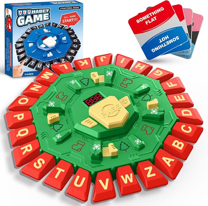 Resflycheng Word Game Family Board Game with Digital Display Timer, 2 Modes, 35 Cards, Fun Fast-Paced 24-Letter Game for Kids & Adults, 2+ Players, Ages 3 & Up