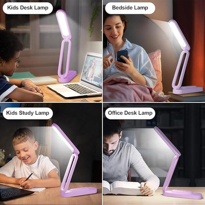 LED Desk Lamp for Office Home & Battery Operated Lamp Rechargeable Lamp Foldable & Portable Light, LED Desk Light Strip, 3 Brightness Dimmable Small Desk Lamp Wireless Reading Lamp