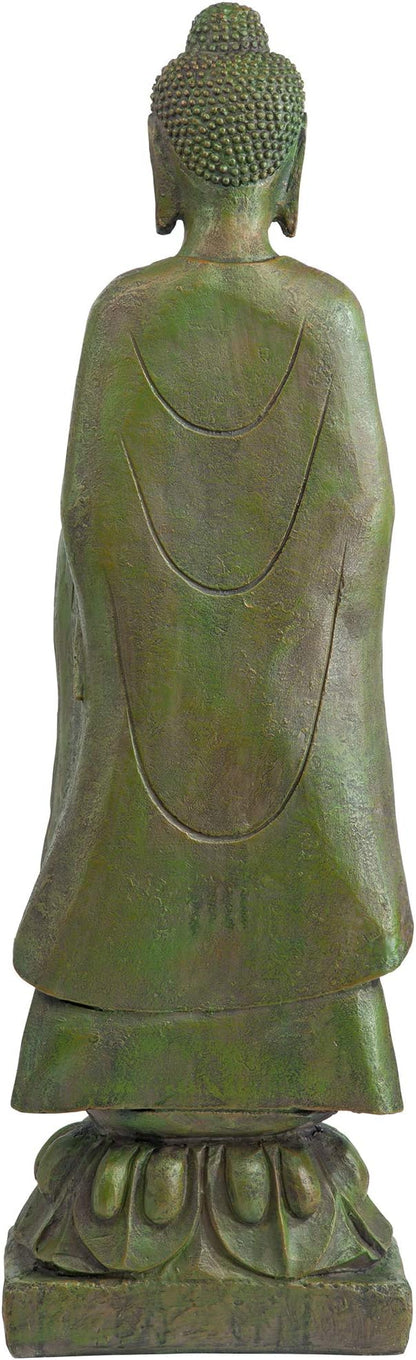 Design Toscano Enlightened One Asian Decor Indoor/Outdoor Garden Statue, 12 inches Wide, 40 inches Tall, Cast Stone Resin, Green Bronze Finish