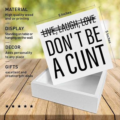 Home Office Desk Wooden Box Sign Decor, Live Laugh Love, Funny Desk Decor Humour Desk Decorations for Women Men Office