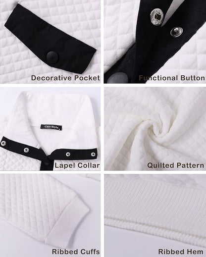 BTFBM Women Fashion Quilted Pattern Lightweight Zipper Long Sleeve Plain Casual Ladies Sweatshirts Pullovers Shirts Tops