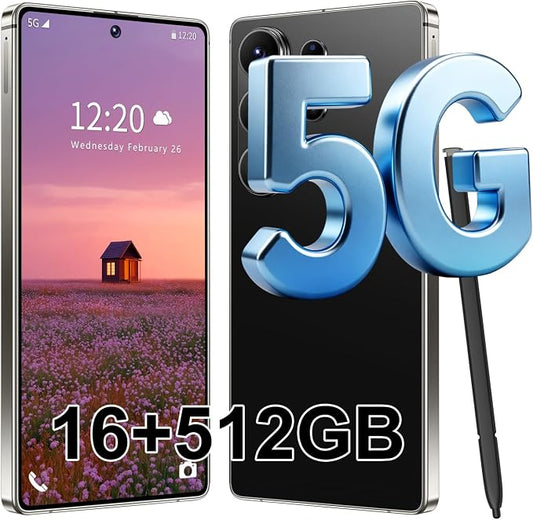 S26 Ultra 5G Unlocked Smartphone,16GB+512GB Cell Phone for Android 15, 6.99" Unlocked Cell Phone, 7000mAh, 68MP+108MP Dual Camera/Dual SIM/Fingerprint Lock/Face，Black