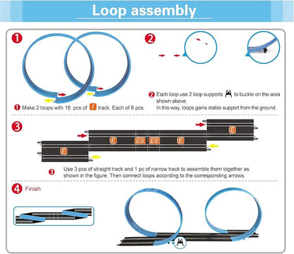 AGM MASTECH Extension Set #4-26 Piece Track(16 Loop Tracks, 4 Straight Tracks, and More) Expansion Accessory Pack - for Use with 1: 64 Scale AGM MASETCH Slot Car Race Track Systems, MR-P04