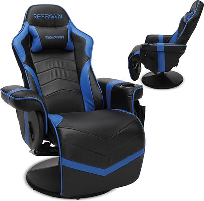 Respawn 900 Gaming Recliner Chair with Footrest, Cup Holder and Swivel | Ergonomic gaming recliner with footrest, cup holder, lumbar support, 135° recline & 360° swivel for console gaming