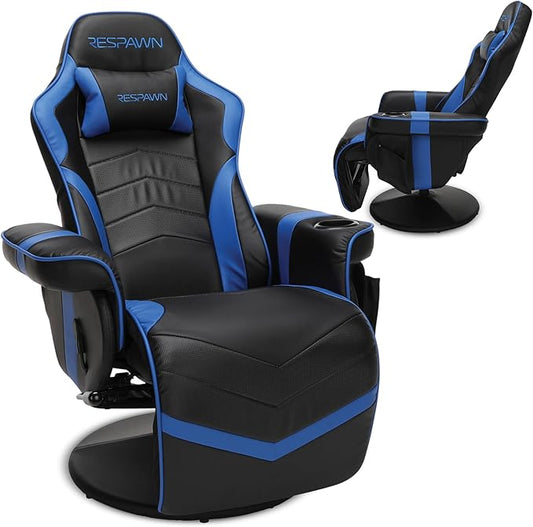 Respawn 900 Gaming Recliner Chair with Footrest, Cup Holder and Swivel | Ergonomic gaming recliner with footrest, cup holder, lumbar support, 135° recline & 360° swivel for console gaming
