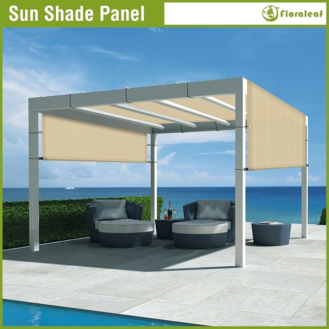 7' × 32' Pergola Shade Cover Universal Replacement Canopy Cover Outdoor Durable Fabric Sun Shade Cloth for Deck Patio Porch Backyard Gazebo with Grommets & Weighted Rods, Sand