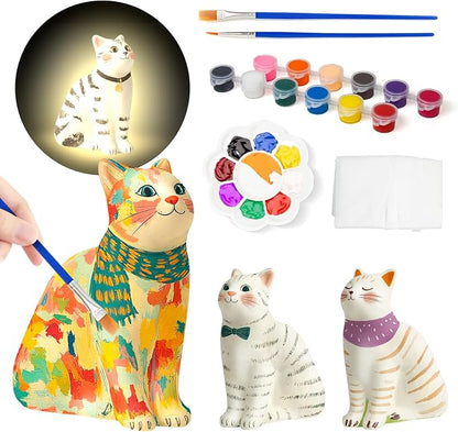Paint Your Own Cat Lamp Kit, Arts and Crafts for Kids Ages 8-12, Arts and Crafts for Kids 4-6, DIY Cat Gifts for 10 Year Old Girl, Art Supplies for Teens Girls Boys Birthday Ages 3 4 5 6 7 8 9 10 11+