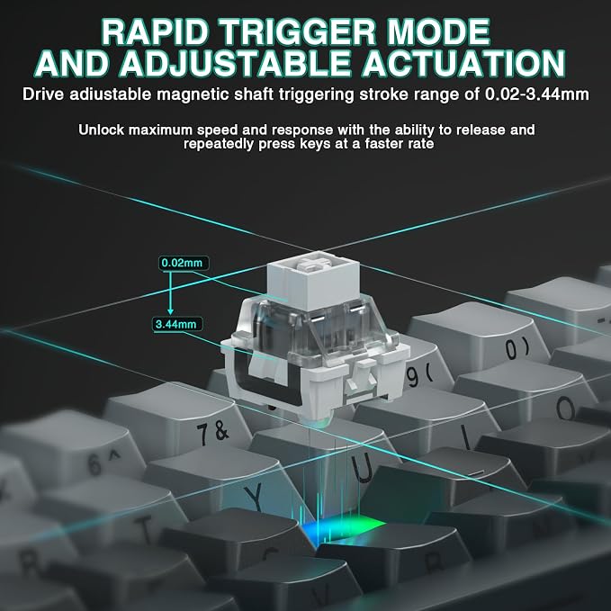 Aula WIN60 HE - 60% Mechanical Gaming Keyboard Wired, Hall Effect Magnetic Switch Hot Swappable,8000 Hz Polling Rate, RGB Keyboard 60 Percent Compact Design for PC (Gradient Gray)
