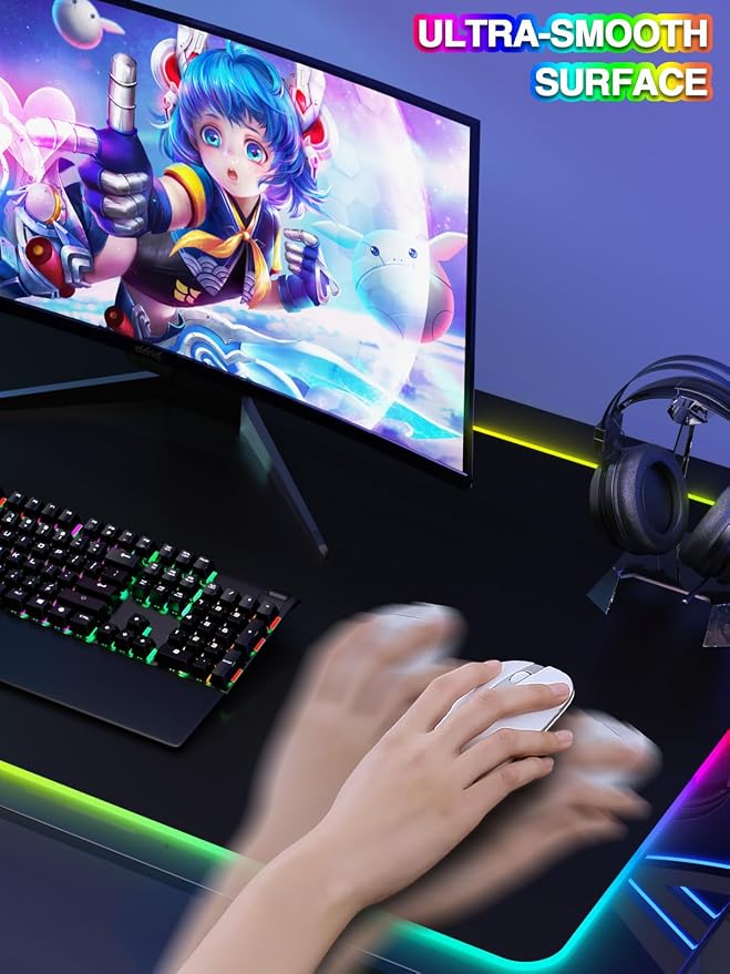 Mouse Pad with 15W Magnetic Wireless Charging 31.5x15.75 Inch, RGB Mousepad for Desk Mat, XXL Desk Pad with 11 Colors & 5 Modes, Home Office Large Keyboard Pad Waterproof Non-Slip for Gaming PC Setup