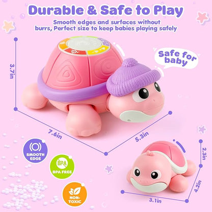 Baby Toys 6-12 Months, Musical Turtle Crawling Infant Toys for Tummy Time, Early Learning Educational Toys for 7 8 9 10 11 Months, Ideal Christmas Birthday Gifts for Boys & Girls Age 1 Years Old