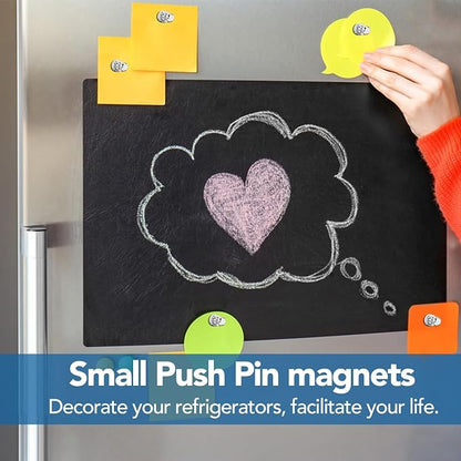 LOVIMAG Fridge Magnets 28Pcs, Magnet for Refrigerator Whiteboard, Silver | Small Strong Neodymium Metal Cute Push Pin for Classroom, Kitchen, Accessories Decorative, Office, Calendar