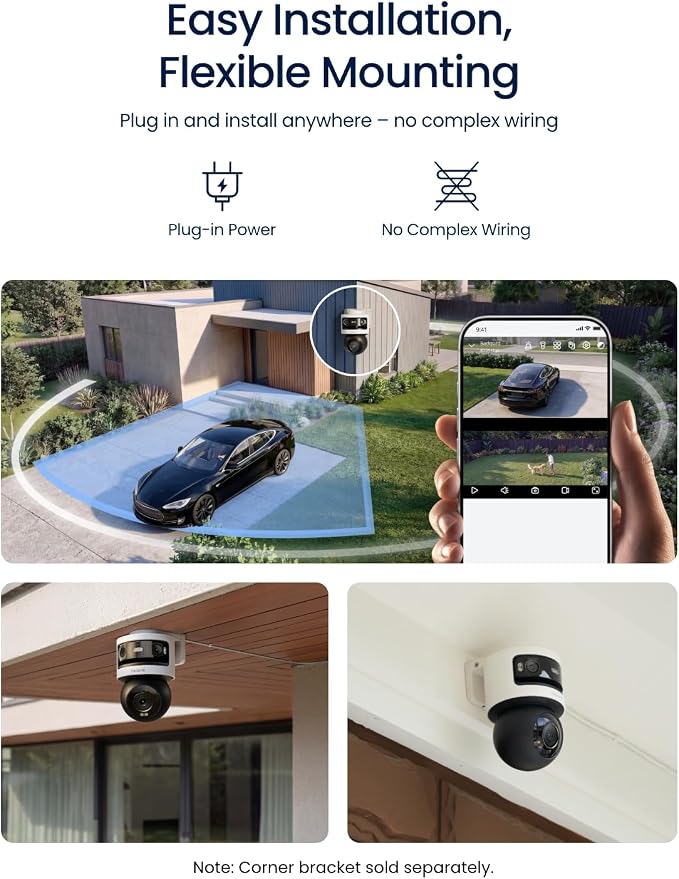 REOLINK OMVI 3i WiFi, 10MP+8MP 4K, Triple-Lens Outdoor Security Camera | 180° Panoramic + Pan-Tilt, SyncTrack&Auto Tracking, Dual-Band WiFi 6, Smart Detection, Local AI Video Search, No Monthly Fees