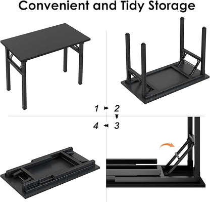 Need Office Computer Desk 35.8 Inch Sturdy Folding Laptop Table White | White Frame Writing Gaming Work Table/Foldable Home Office Desk/Sewing Table, No Assembly Required