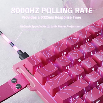 ATTACK SHARK X68HE RT Mechanical Gaming Keyboard 60% Wired TKL-Rose Contour | Adjustable Actuation,Hall Effect Magnetic Switch,8KHz Polling Rate,RGB Backlit,Top Mount,Side Printed Keycap for PC Mac Gamer