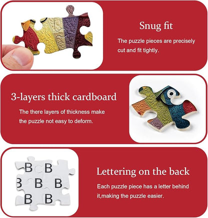 PICKFORU Funny Chicken Puzzles for Adults 1000 Piece, Animal Colorful Rooster Puzzle Patchwork Quilt, Impossible Hard Challenge Jigsaw Puzzle