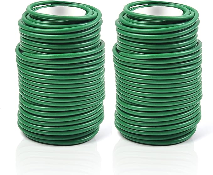Decoroca Soft Plant Ties for Support - 65.6' Reusable Waterproof Plant Wire, 3.5mm Garden Twist, Office Organization and Decoration Binding（2pcs/Green）