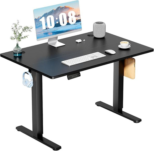DUMOS 40 Inch Electric Standing Desk, Memory Adjustable Home Office Desk | Sit Stand Up Desk for Work Home Office,Adjustable Desk, Rising Computer Table with Splice Board,Cable Management,Hook,Black