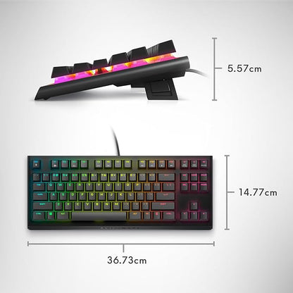 Alienware Wired Gaming Keyboard AW420K, Linear Mechanical, TKL | USB-C, Detachable Cable, Adjustable Height, RGB Per-Key, Dark Side of the Moon, 2-Year Warranty