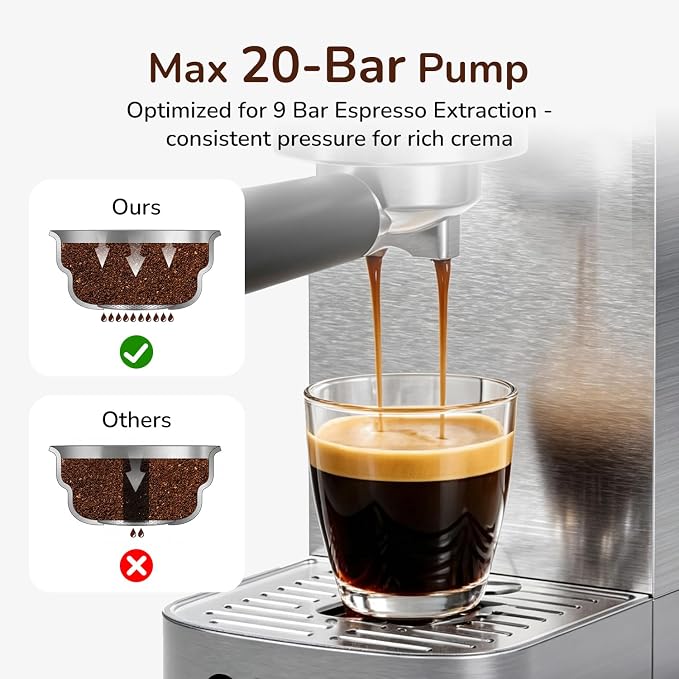Canoly 2-in-1 Espresso Machine, Cold Brew Maker, 20 Bar Pump, Touchscreen | Steam Milk Frother for Cappuccino and Latte, Compact Home Espresso Maker, 9 Bar Extraction, Fast Heating, Easy Cleaning