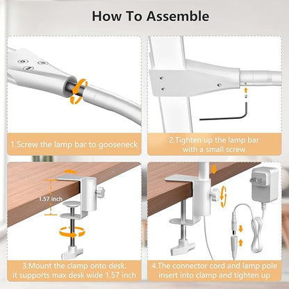 EppieBasic LED Desk lamp,Double Head Architect Desk Lamps for Home Office,Extra Bright Workbench Office Lighting,Eye Protection Modern Desk Light for Monitor Working Reading White 1200LM