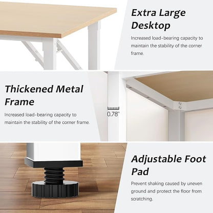 Need Office Computer Desk 39.3 Inch Sturdy Folding Laptop Table Pink Oak | White Frame Writing Gaming Work Table/Foldable Home Office Desk/Sewing Table, No Assembly Required