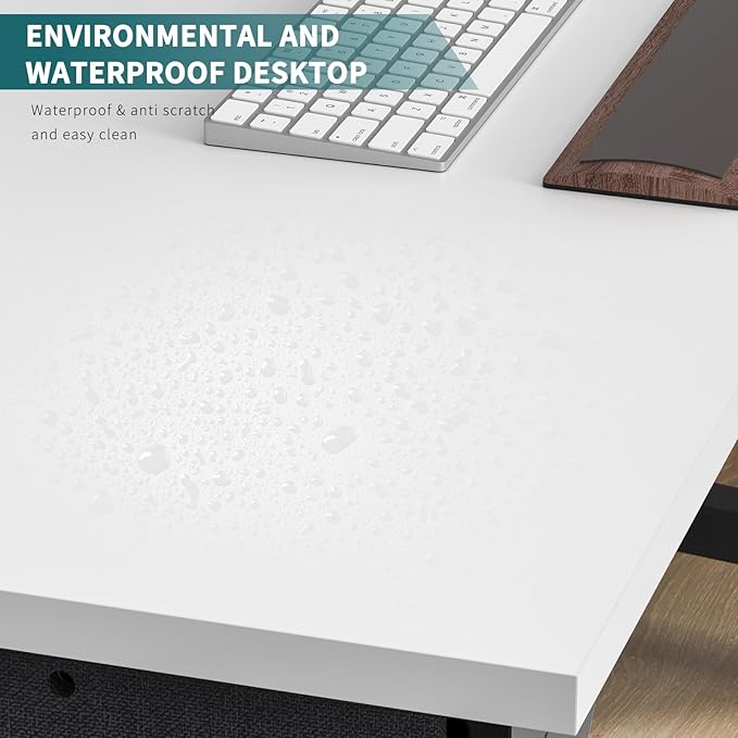 SMUG Computer Desk 32 Inch Home Office Writing Wood Storage Bag & Headphone Hook Small Spaces Simple Bedroom Work Study Kids Table, White