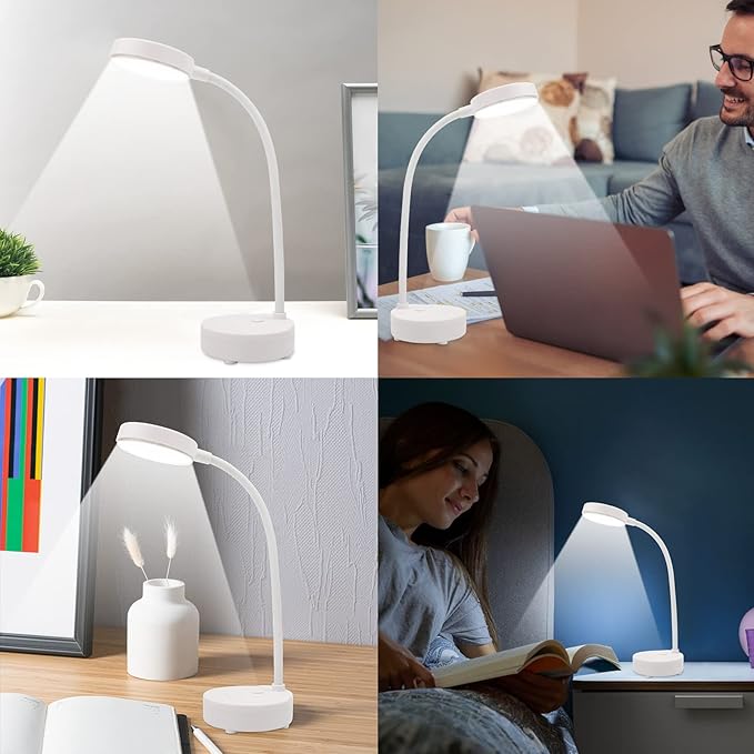 2 Pack LED Desk Lamp, Table Lamp, Desk Lamps for Home Office, 3 Brightness Levels with USB Charging Port, Desk Light Touch Control with Adjustable Gooseneck for Reading (2 Pack, Modern)