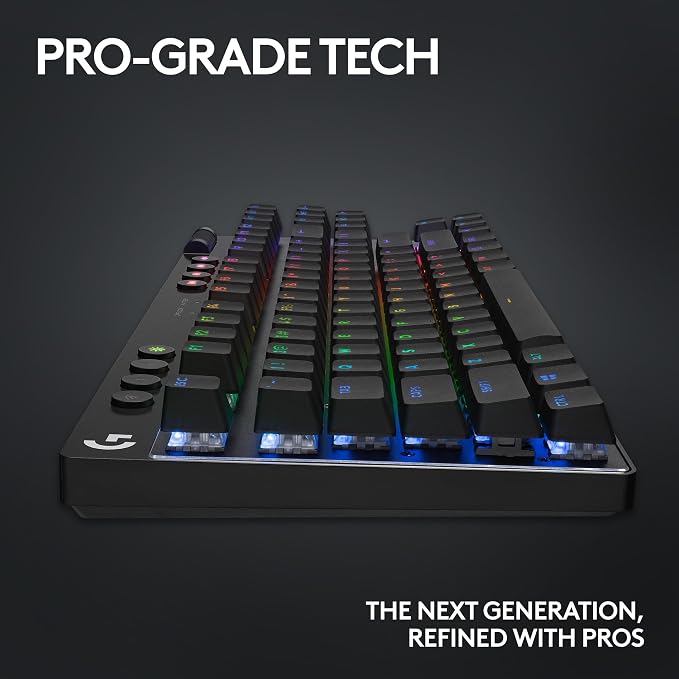 Logitech G PRO X TKL Lightspeed Wireless Gaming Keyboard (Linear) - Black | Lightspeed wireless, Ultra-Portable Tenkeyless Design, LIGHTSYNC RGB, PBT keycaps, Linear Switches