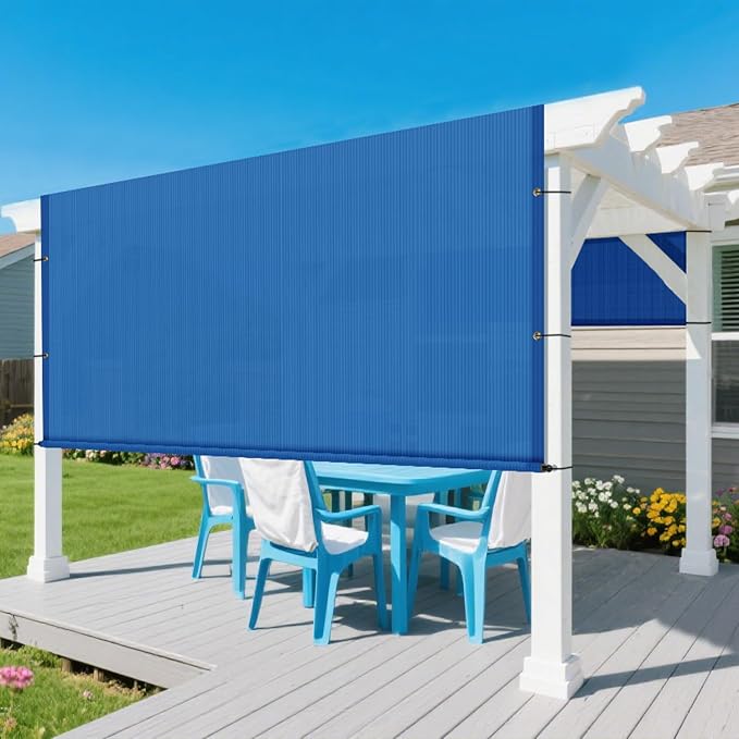 13' × 17' Pergola Shade Cover Universal Replacement Canopy Cover Outdoor Durable Fabric Sun Shade Cloth for Deck Patio Porch Backyard Gazebo with Grommets & Weighted Rods, Blue