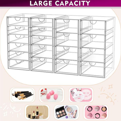 Acrylic Makeup Organizer with 19 Drawers,Storage Drawer Organizer | Bathroom Organizers and Storage for Palettes, Cosmetic, and Beauty Supplies, Desk Organization