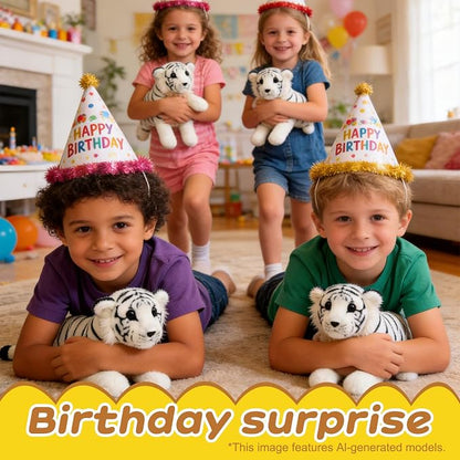White Tiger Stuffed Animal 15" Giant Stuffed Tiger Plush Jungle Soft Plush Snow Tiger Stuffy Cute Plushie Toys Realistic Deocr Birthday Graduation Gifts for Kids Boys