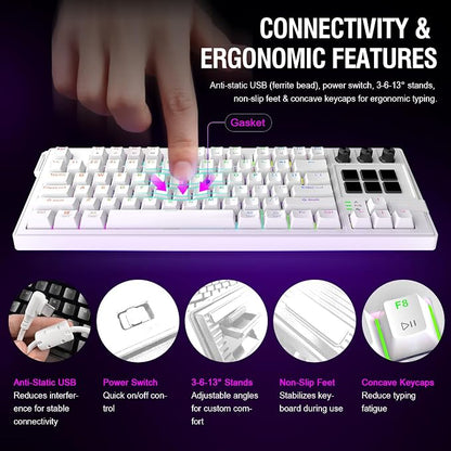 K1 Pro Macro Keyboard, Wired Only Full-Key Programmable On-Board Keypad, Custom Gaming Streaming Mechanical Keyboards with Screen & Knob, Gasket, RGB Backlit, Hot Swappable Shortcut Pad