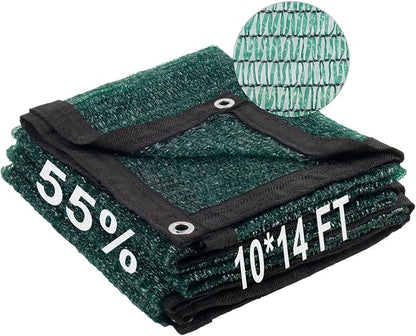 LOVE STORY 10x14FT 55% Dark Green Shade Cloth Sun Shade Net with Grommets Sunblock Net Mesh Tarp for Garden,Plants Cover,Greenhouse and Patio
