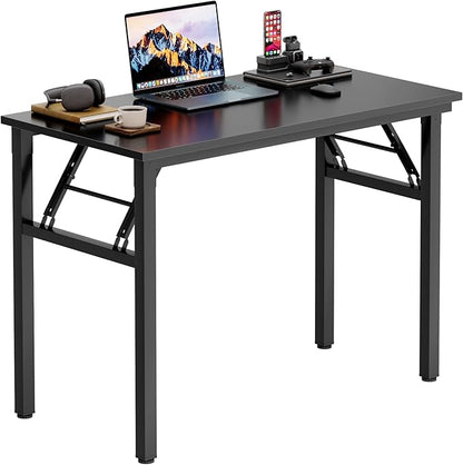 Need Office Computer Desk 35.8 Inch Sturdy Folding Laptop Table Black | Black Frame Writing Gaming Work Table/Foldable Home Office Desk/Sewing Table, No Assembly Required
