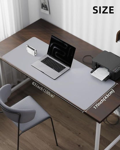 Extra Large Desk Mat 63"x17" - Non-Slip Office Desk Pad for Home & Work, Waterproof Keyboard Mouse Pad, Oversized Desk Protector for Laptop & Gaming (Light Grey)