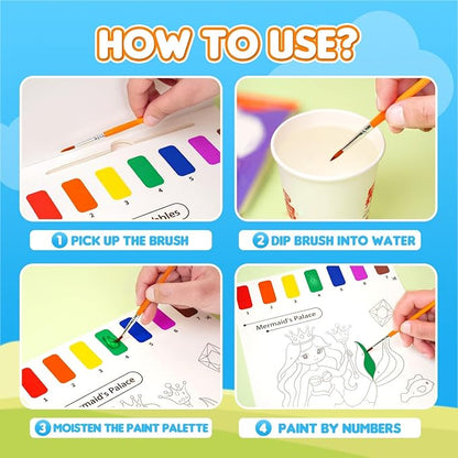 YPLUS Paint with Water Books for Toddlers, Art Craft Toys Watercolor Painting Paper for Kids, Gift for Kids Ages 1-3, 2-4, 4-6, Drawing with Brush - Travel