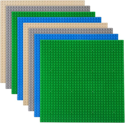LVHERO 8 Pack Classic Baseplates Building Plates for Building Bricks 100% Compatible with All Major Brands-Baseplate, 10" x 10", Multicolored