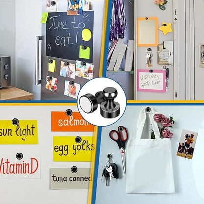 LOVIMAG Fridge Magnets 28Pcs, Magnet for Refrigerator Whiteboard, Black | Small Strong Neodymium Metal Cute Push Pin for Classroom, Kitchen, Accessories Decorative, Office, Calendar