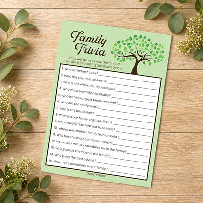 DISTINCTIVS Family Reunion Game Pack - Family Trivia, Most Likely to, Family Feud & Find the Family Member - 4 Game Set for 20 Guests